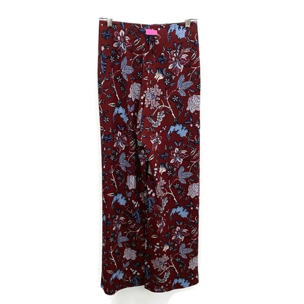Diane Von Furstenberg Burgundy w/Blue Floral Pants